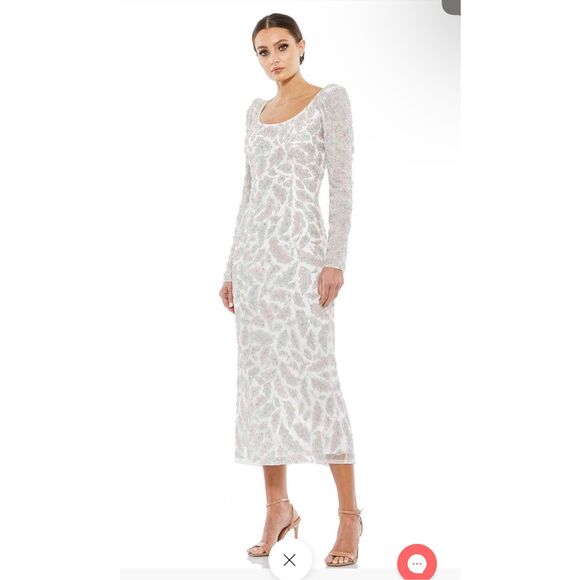 Mac Duggal NWT size 10 ivory floral beaded dress style 5424 - Picture 5 of 13